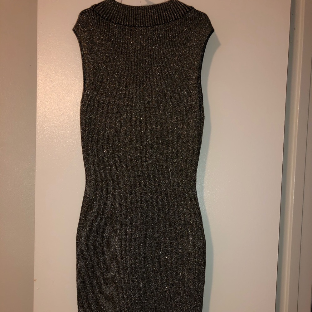 Fancy gold and black sleeveless, fitted dress